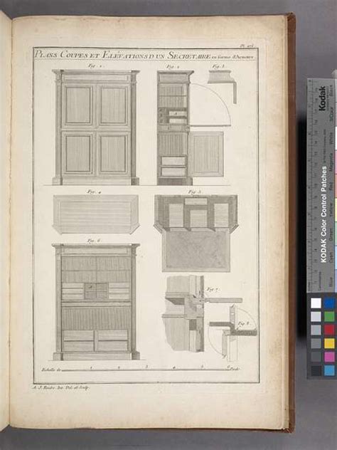 André Jacob Roubo Plans coupes et elévations d un sécretaire en forme