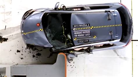 2013 Mazda 2 Crash Test Iihs Small Overlap Crash Test Youtube