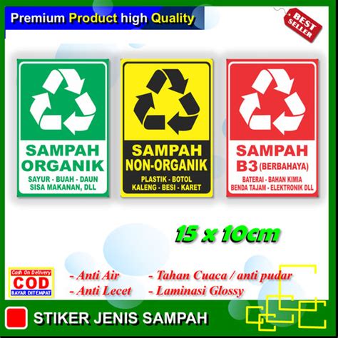 Jual Stiker Sampah Organik Non Organik Sticker Jenis Sampah B3 Kab