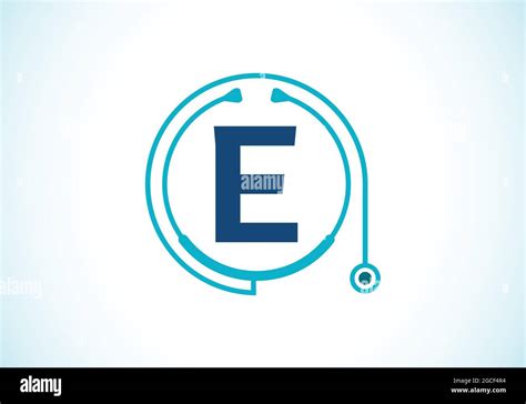 Initial E Monogram Alphabet With Doctor Stethoscope Vector Stethoscope