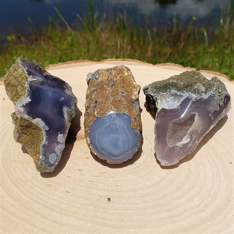 Polished Blue Chalcedony Window Large Crystal Vaults