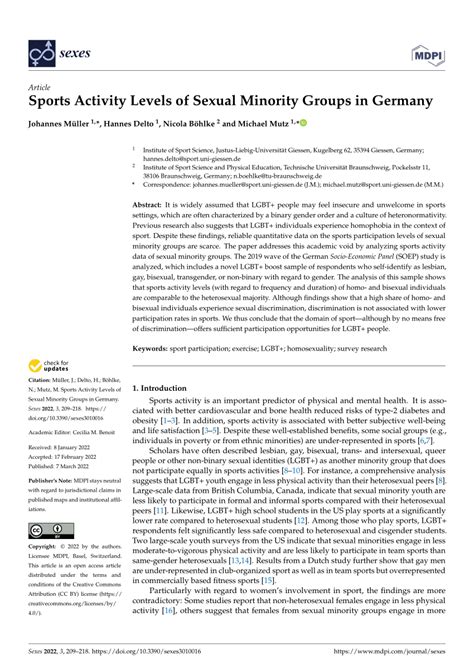 Pdf Sports Activity Levels Of Sexual Minority Groups In Germany