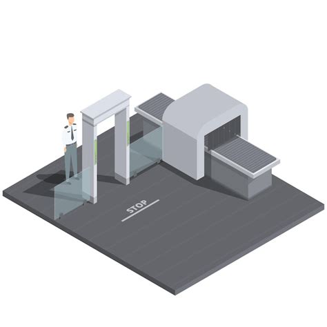 Premium Vector Airport Security Check Isometric Vector Illustrator