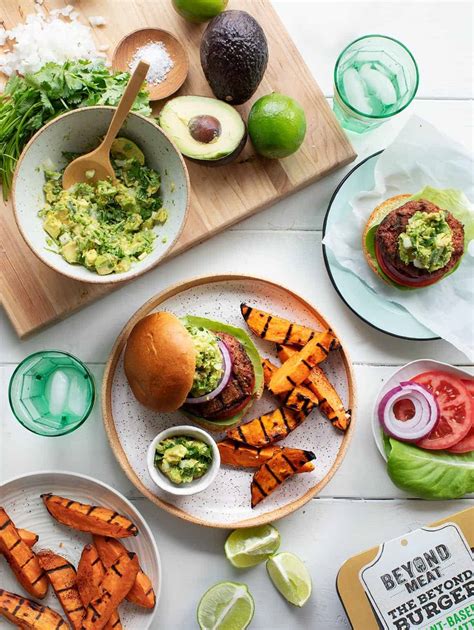 Guacamole Beyond Burgers W Spicy Sweet Potato Wedges Recipe Love And Lemons