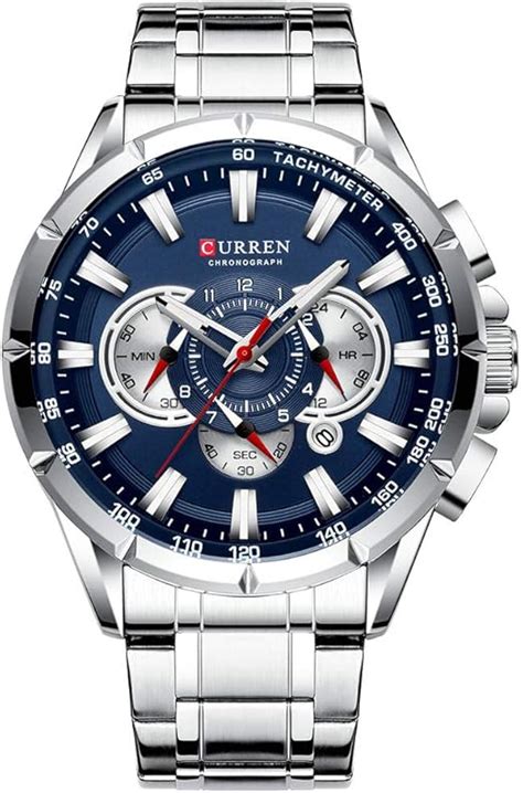 Curren Montre à quartz pour homme avec trois sous cadrans et affichage