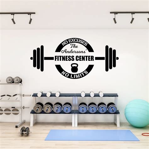 Personalized Home Gym Decal Sign Home Fitness Center Wall Art Weight