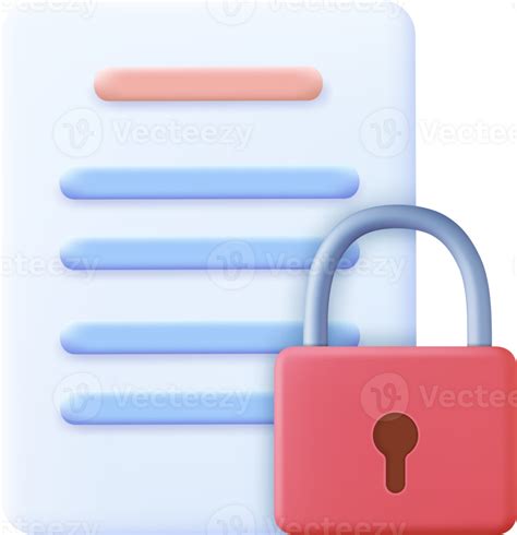 3d Document Security Shield Lock Icon 38965363 Png