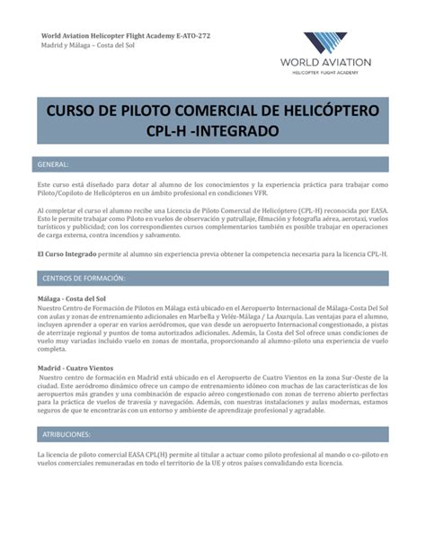 curso de piloto comercial de helicóptero cpl h