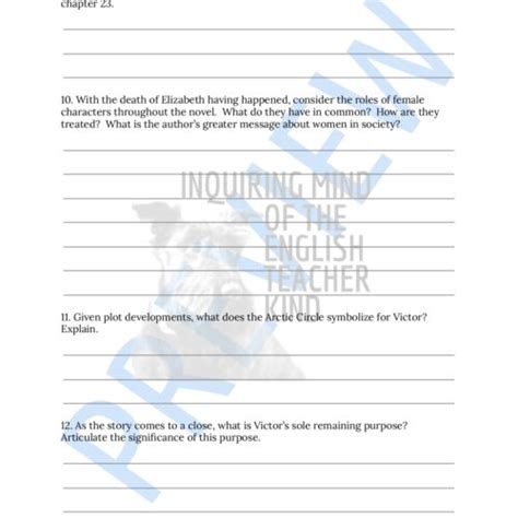 Frankenstein Chapters Through Close Reading Worksheet Classful