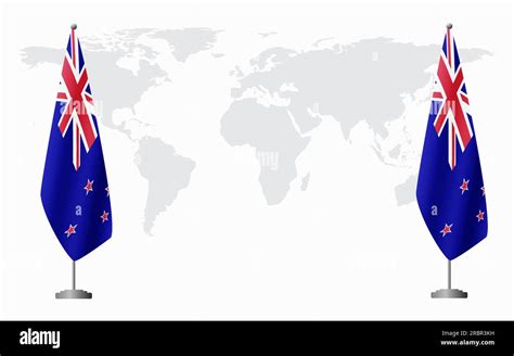 New Zealand And New Zealand Flags For Official Meeting Against