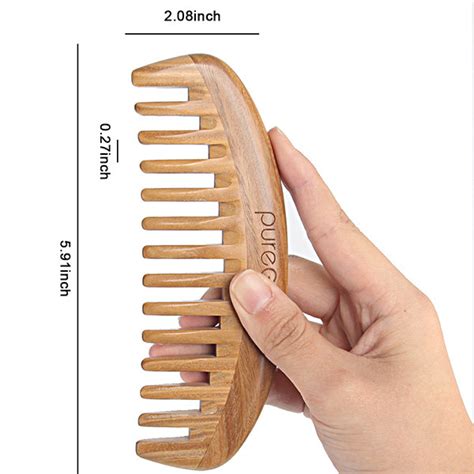 Natural Green Sandalwood Wooden Wide Tooth Hair Comb Pureglo Naturals