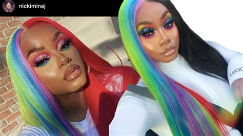 Nicki Minaj Posted Me Split Hair Dye Black And Rainbow Laurasia