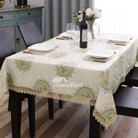 Wedding Tablecloths Ivory Jacquard Rectangle Square Lace Polyester