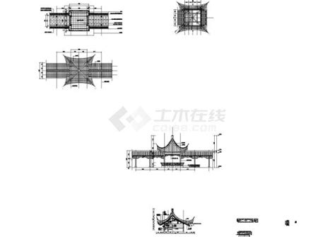 古建四角亭施工图庭院绿地土木在线