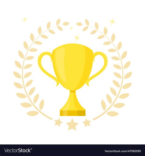 Golden trophy cup with laurel Royalty Free Vector Image