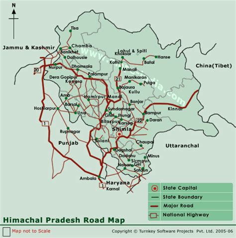 Himachal Pradesh Road Map,Map Himachal Pradesh Road India,Map of Himachal Pradesh,Himachal ...