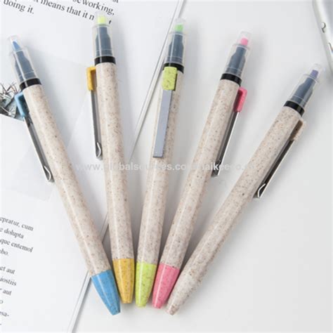 Buy Wholesale China Wheat Straw Pen Ballpoint Pen Double Head Pen