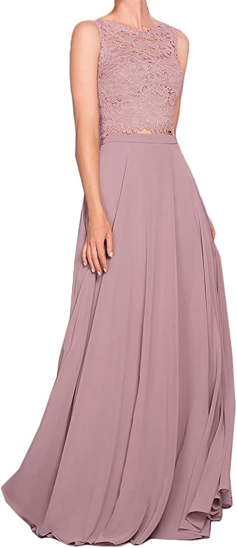 Wecharm Damen Elegant Altrosa 2019 Zweiteilig Spitze Chiffon Traeger