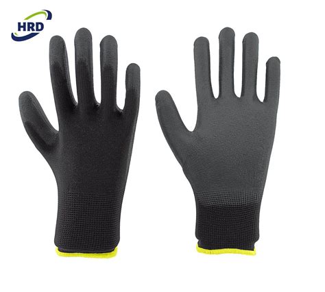 Black PU Coated Black Polyester Liner All Balck Safety Construction