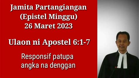 Jamita Partangiangan Epistel Minggu Maret Ulaon Ni Apostel