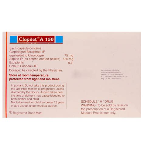 Clopilet A 150 Capsule 10s Price Uses Side Effects Composition