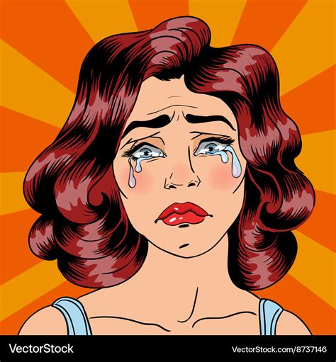 Woman Crying Exhausted Pop Art Royalty Free Vector Image