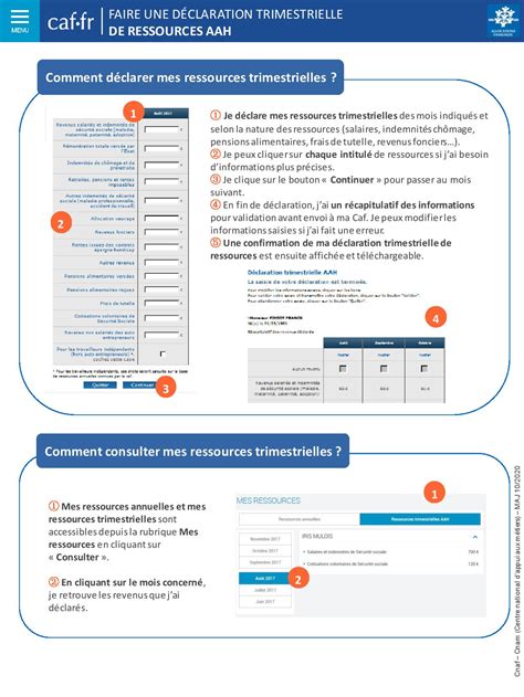 faire une déclaration trimestrielle Aah caf fr