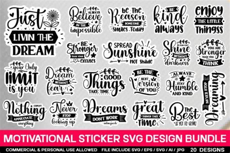 Motivational Sticker Svg Bundle Graphic By Gatewaydesign Creative Fabrica