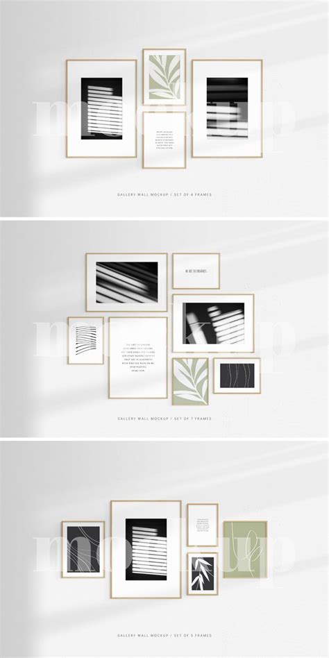 Gallery Wall Frame Mockup Sets Of Wooden Frames Photo Mockups Poster