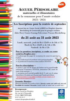 Inscriptions au périscolaire 2023 2024 Accueil mairie de creutzwald