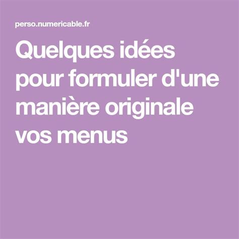 A Purple Background With The Words Quelques Idees Pour Formule D Une Main