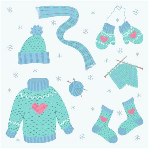 Premium Vector Hand Drawn Knitted Winter Clothes