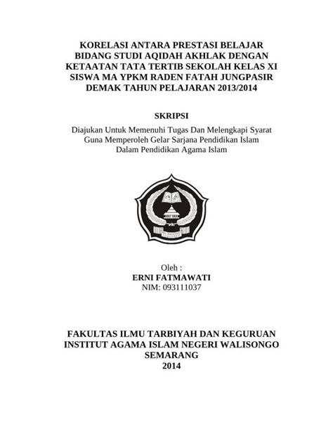 PDF KORELASI ANTARA PRESTASI BELAJAR BIDANG STUDI Eprints Walisongo