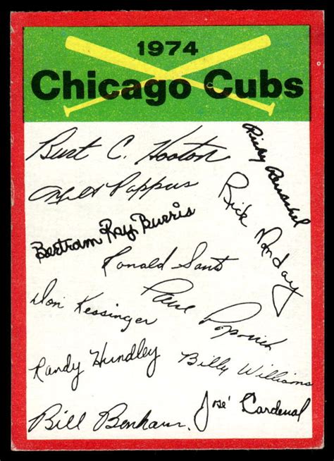 1974 Topps Team Checklists NNO Chicago Cubs EBay