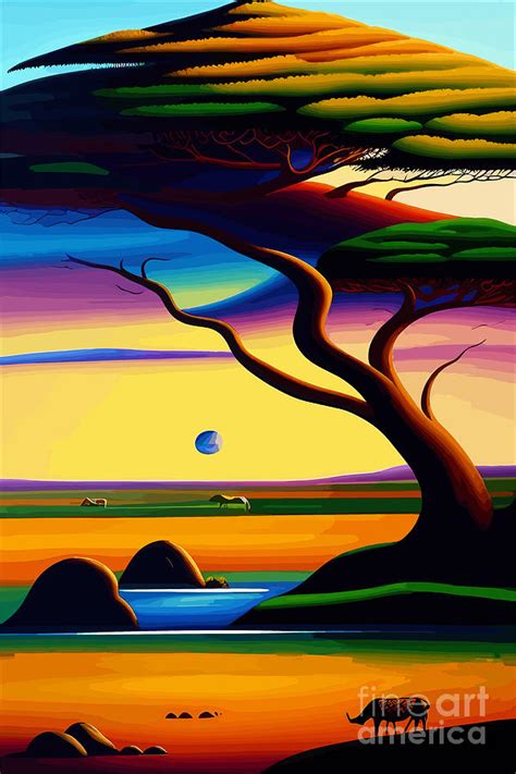 African Sunset Abstract Digital Art By Peter Awax Fine Art America