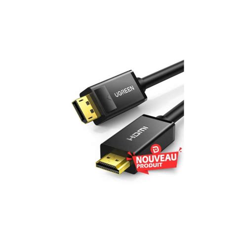 Ugreen Cable DP Male Vers HDMI Male 3M 10203 Connectique 10203