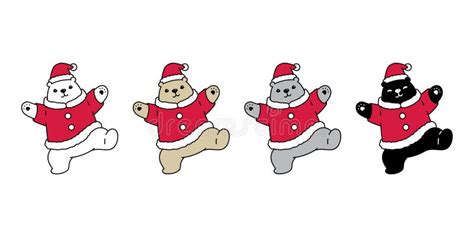 Bear Christmas Vector Dab Dance Icon Polar Bear Santa Claus Hat Logo