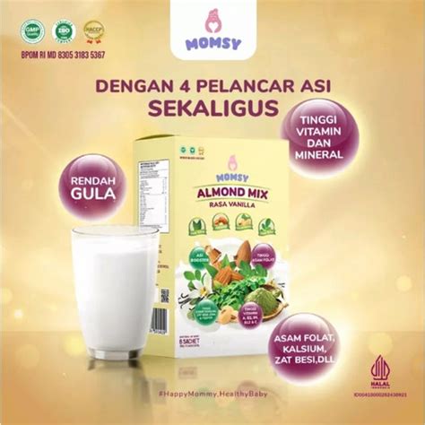 Jual Momsy Susu Almond Mix Isi 6 Sachet Rasa Vanilla Susu Pelancar Asi