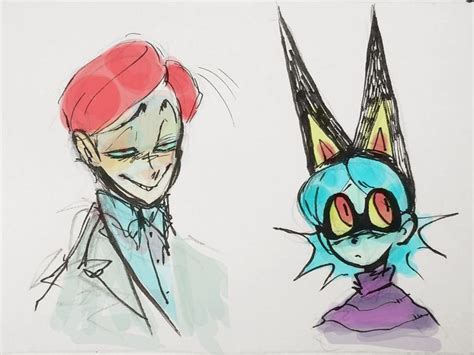 An Image Of Two Cartoon Characters Drawn On Paper