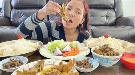 Mukbang Eating Rice Local Khukura Ko Masu Ani Salad Eating With