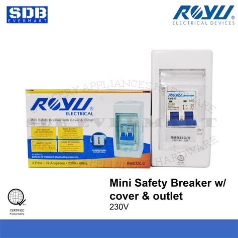 Royu Circuit Breaker Mini Safety Breaker With Cover Outlet Din Rail