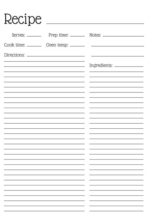 Printable Blank Recipe Template