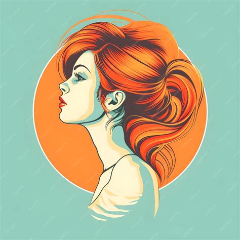 Premium Photo Vector Portrait Of A Woman With Bright Orange Hair