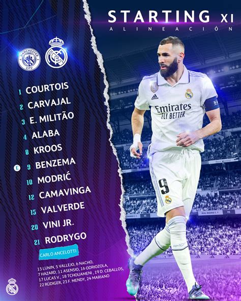 Real Madrid Cf 🇬🇧🇺🇸 On Twitter 📋 Our Starting 𝗫𝗜 🆚 Mancity Ucl