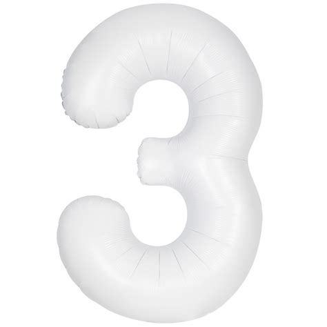 Matte White Number 3 Balloon 86cm Number Balloons Who Wants 2 Party