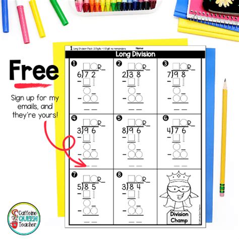 Differentiated Long Division Worksheets For Free Caffeine Queen