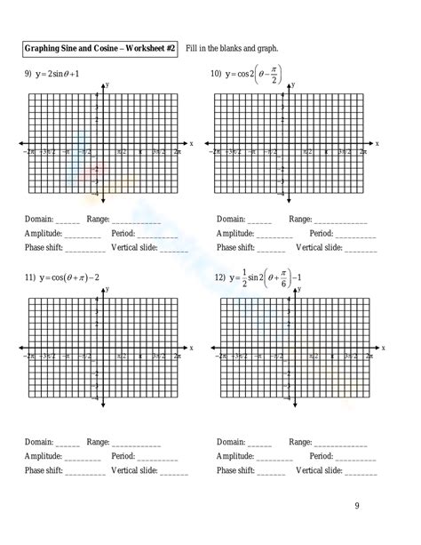 Free Graphing Sine And Cosine Functions Worksheets Worksheets Library