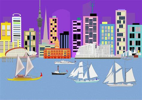 Auckland Waterfront Digital Art By Malcolm Walker Fine Art America