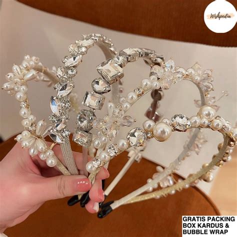 Jual Headpiece Bando Mutiara Kristal Bandana Aksesoris Hiasan Rambut