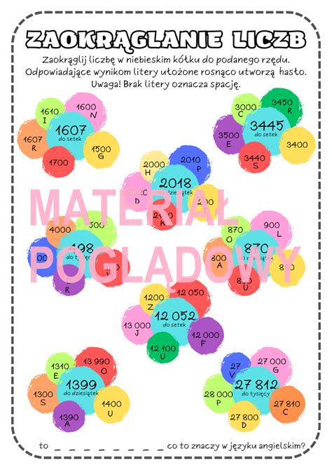 Zaokr Glanie Liczb Naturalnych Karta Pracy Z Oty Nauczyciel